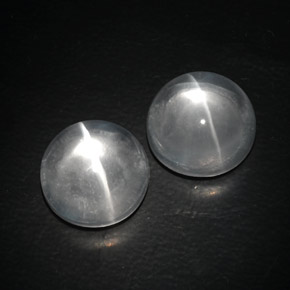 Pedras preciosas de quartz cat's eye branco natural de  ct, corte redondo, transparente