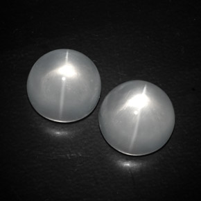 Pedras preciosas de quartz cat's eye branco natural de 13,03 ct, corte redondo, transparente