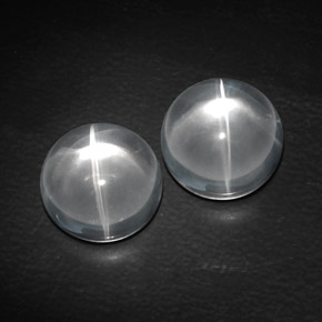 Pedras preciosas de quartz cat's eye branco natural de  ct, corte redondo, transparente