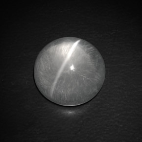 Quartz cat's eye branco natural 9,02ct, corte redondo, transparente