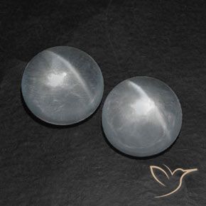 Pedras preciosas de Quartzo Olho de Gato Branco claro natural de 12.80 ct, Redondo, Transparente