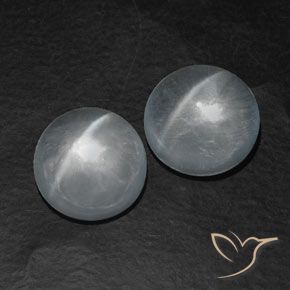 Pedras preciosas de Quartzo Olho de Gato Branco claro natural de 12.80 ct, Redondo, Transparente