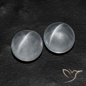 Pedras preciosas de Quartzo Olho de Gato Branco claro natural de 9.91 ct, Redondo, Transparente
