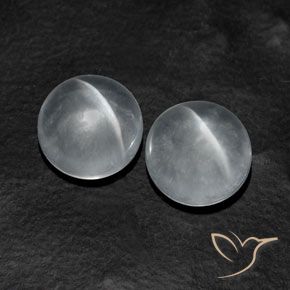 Pedras preciosas de Quartzo Olho de Gato Branco claro natural de 9.91 ct, Redondo, Transparente