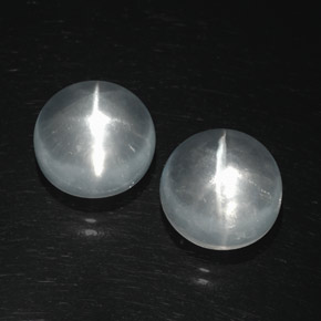 Pedras preciosas de quartz cat's eye branco natural de  ct, corte redondo, transparente