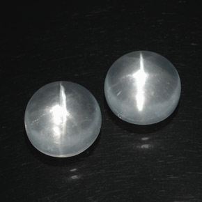 Pedras preciosas de quartz cat's eye branco natural de  ct, corte redondo, transparente