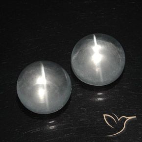 Pedras preciosas de Quartzo Olho de Gato Branco claro natural de 12.31 ct, Corte Redondo, Transparente