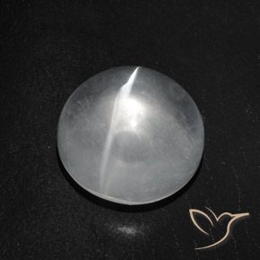 Quartzo Olho de Gato Branco claro Natural 7.56ct, Redondo, Transparente