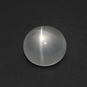 Quartz cat's eye branco natural 7,54ct, corte redondo, transparente