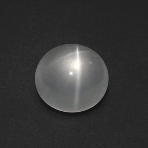 Quartz cat's eye branco natural 7,54ct, corte redondo, transparente