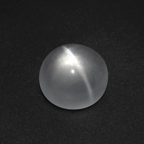 Quartzo Olho de Gato Branco Natural 7.26ct, Corte Redondo, Transparente