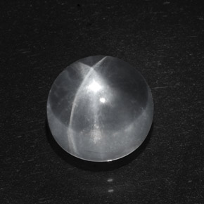 Quartz cat's eye branco natural 6,95ct, corte redondo, transparente