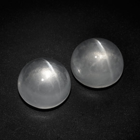 Pedras preciosas de quartz cat's eye branco natural de  ct, corte redondo, transparente