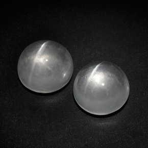 Pedras preciosas de quartz cat's eye branco natural de  ct, corte redondo, transparente