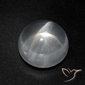 Quartzo Olho de Gato Branco claro Natural 9.40ct, Redondo, Transparente