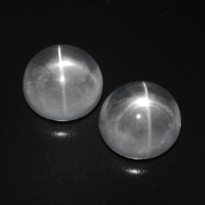 Pedras preciosas de quartz cat's eye branco natural de 9,41 ct, corte redondo, transparente