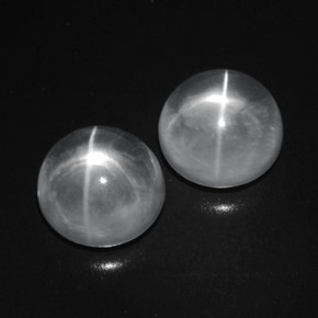 Pedras preciosas de quartz cat's eye branco natural de 9,41 ct, corte redondo, transparente