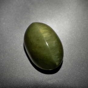 Quartz cat's eye verde natural 10,21ct, corte oval, opaco