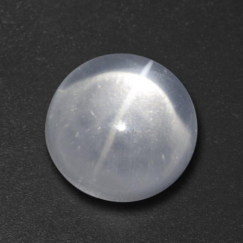 Quartzo Olho de Gato Branco Natural 7.27ct, Corte Redondo, Transparente