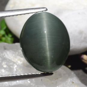 Quartzo Olho de Gato cinza médio Natural 9.50ct, Corte Oval, Opaco