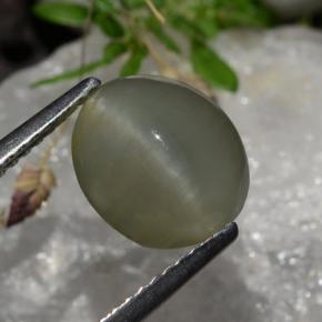 Quartz cat's eye cinza natural 2,99ct, corte oval, translúcido