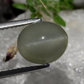 Quartz cat's eye cinza natural 2,99ct, corte oval, translúcido