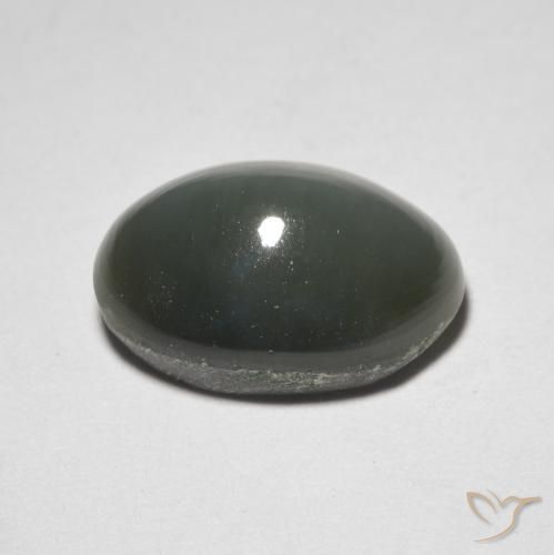 Quartzo Olho de Gato cinza esverdeado Natural 4.76ct, oval, Opaco