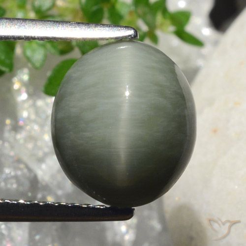 4.18ct Natural cinza médio Quartzo Olho de Gato, oval, Opaco