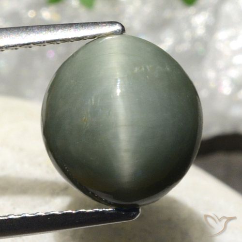 4.86ct Natural cinza esverdeado Quartzo Olho de Gato, oval, Opaco