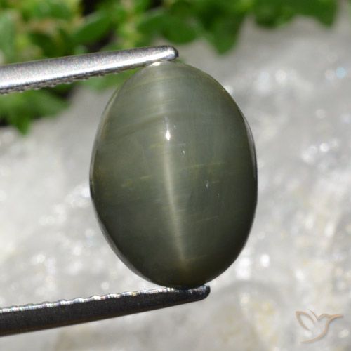 5.98ct Natural Verde médio Quartzo Olho de Gato, oval, Opaco