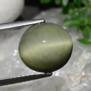 Quartzo Olho de Gato Exército verde Natural 5.58ct, oval, Opaco
