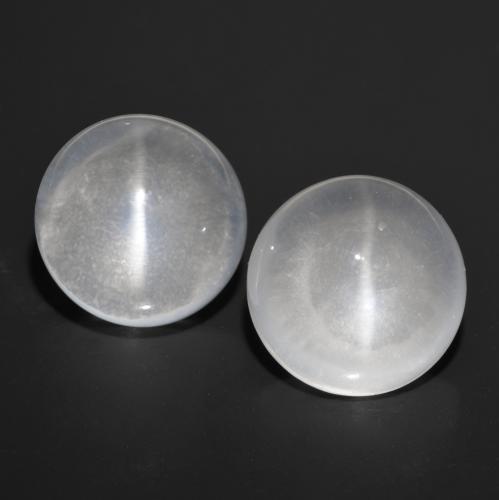 Pedras preciosas de quartz cat's eye branco natural de 13,12 ct, corte redondo, transparente