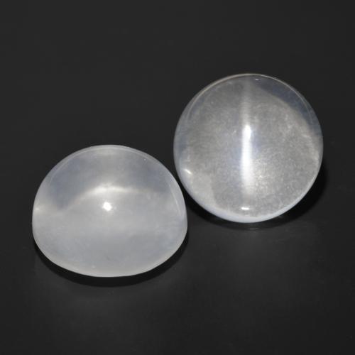 Pedras preciosas de quartz cat's eye branco natural de 13,12 ct, corte redondo, transparente