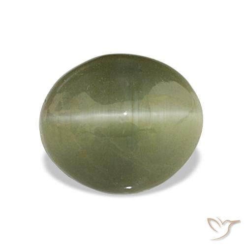 6.98ct Verde amarelado Quartzo Olho de Gato, oval, Opaco
