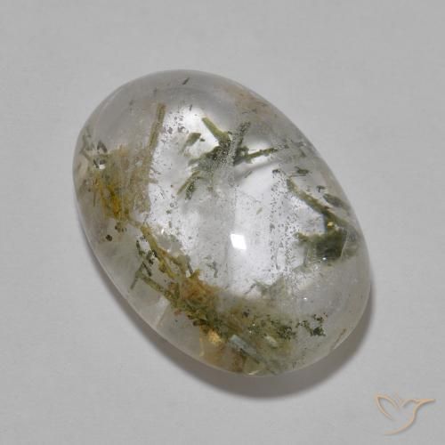 13.73ct Natural Multicolorido Quartzo com Hedenbergita, oval, Transparente