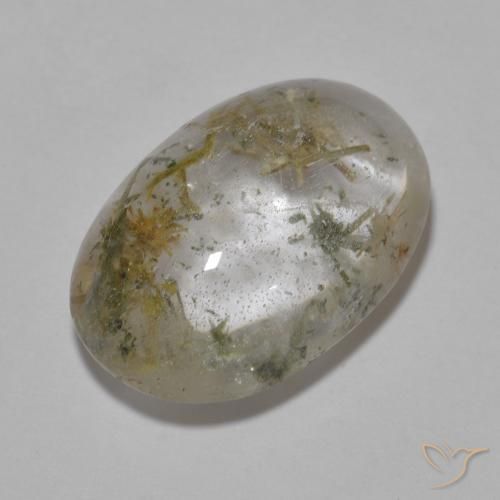 Quartzo com Hedenbergita Multicolorido Natural 13.73ct, oval, Transparente