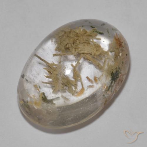 19.85ct Natural Multicolorido Quartzo com Hedenbergita, oval, Transparente