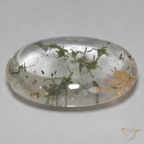 Quartzo com Hedenbergita Multicolorido Natural 20.92ct, oval, Transparente