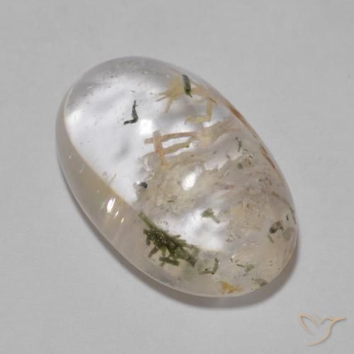 14.35ct Natural Multicolorido Quartzo com Hedenbergita, oval, Transparente