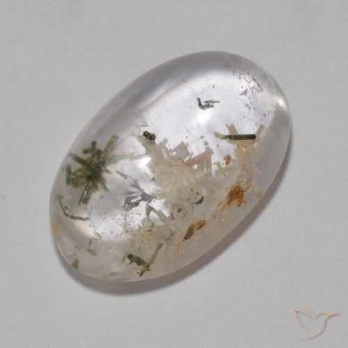 Quartzo com Hedenbergita Multicolorido Natural 14.35ct, oval, Transparente