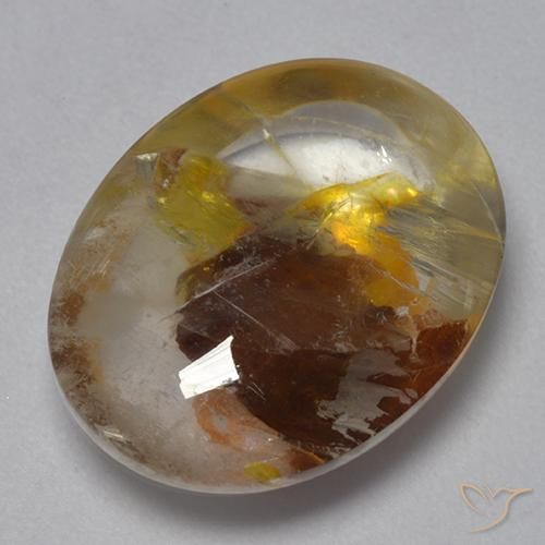 Quartzo Com Marcassita Multicolorido Natural 9.40ct, oval, Transparente