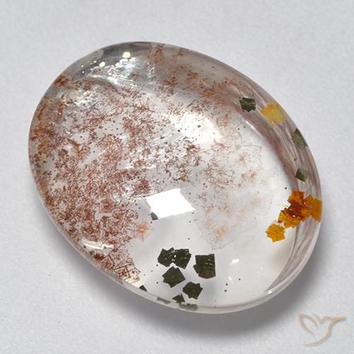 11.95ct Natural Multicolorido Quartzo Com Marcassita, oval, Transparente