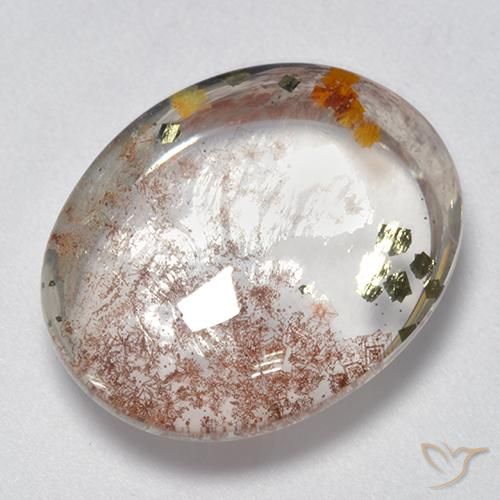 Quartzo Com Marcassita Multicolorido Natural 11.95ct, oval, Transparente