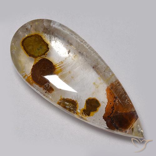 Quartzo Com Marcassita Multicolorido Natural 25.27ct, Formato de pêra, Transparente