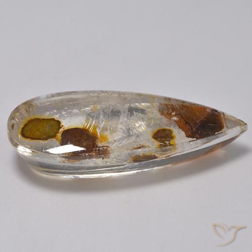 Quartzo Com Marcassita Multicolorido Natural 25.27ct, Formato de pêra, Transparente