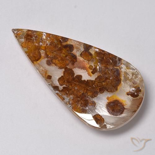 Quartzo Com Marcassita Multicolorido Natural 31.25ct, Formato de pêra, Transparente