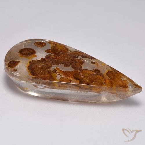 Quartzo Com Marcassita Multicolorido Natural 31.25ct, Formato de pêra, Transparente