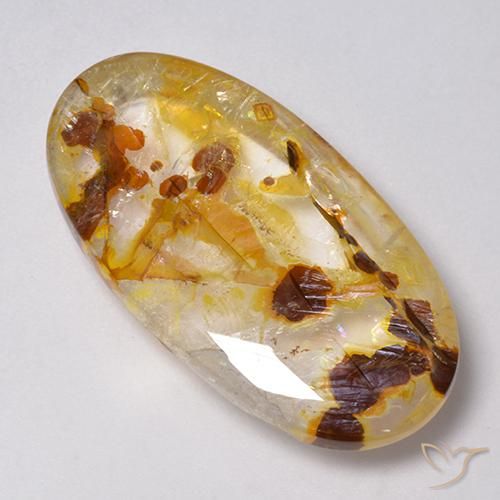 Quartzo Com Marcassita Multicolorido Natural 31.46ct, oval, Transparente
