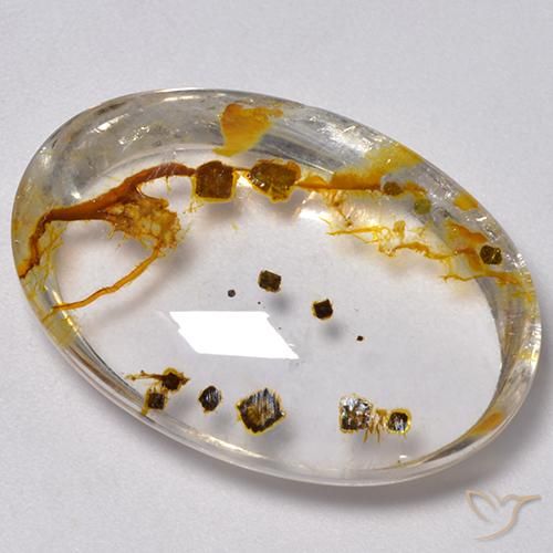 Quartzo Com Marcassita Multicolorido Natural 29.54ct, oval, Transparente