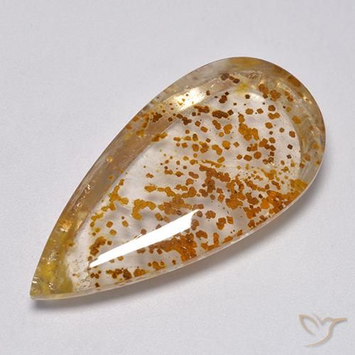 Quartzo Com Marcassita Multicolorido Natural 32.95ct, Formato de pêra, Transparente